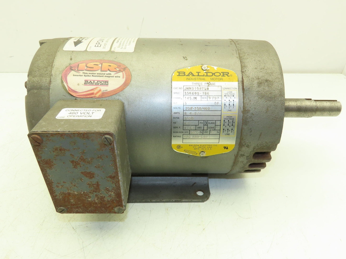 Baldor 35K609-186 AC Electric Pump Motor 3Hp 3450rpm 230/460v 3Ph 145JM Frame