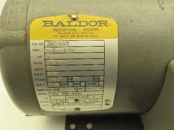Baldor 35K360R286 AC Electric Pump Motor 3Hp 3450rpm 230/460v 3Ph 145JM Frame