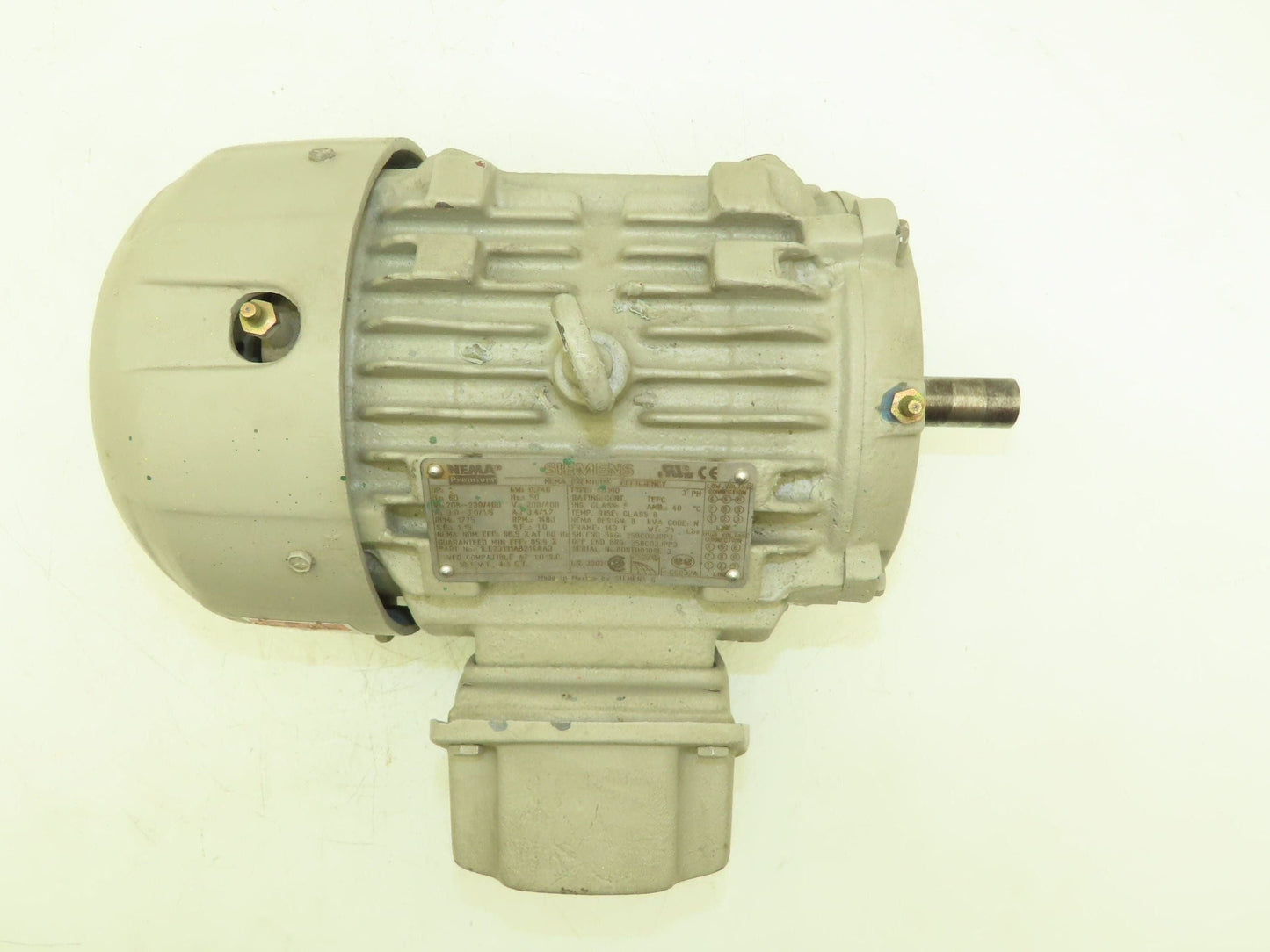 Siemens SD100 AC Electric Motor 1Hp 1775rpm 230/460v 3Ph 143T Frame TEFC