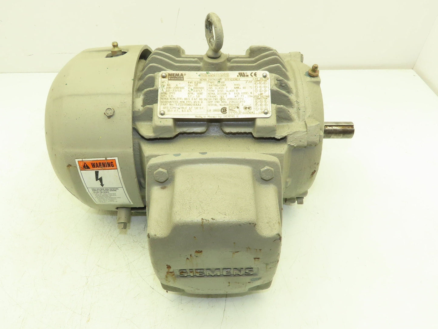 Siemens SD100 AC Electric Motor 1Hp 1775rpm 230/460v 3Ph 143T Frame TEFC
