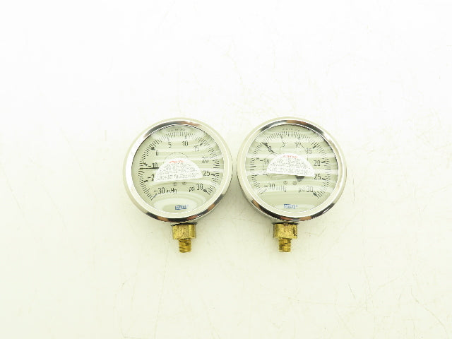 Wika 9699045 Pressure Gauge Liquid Filled -30INHG/30PSI 1/4"NPT Lot Of 2