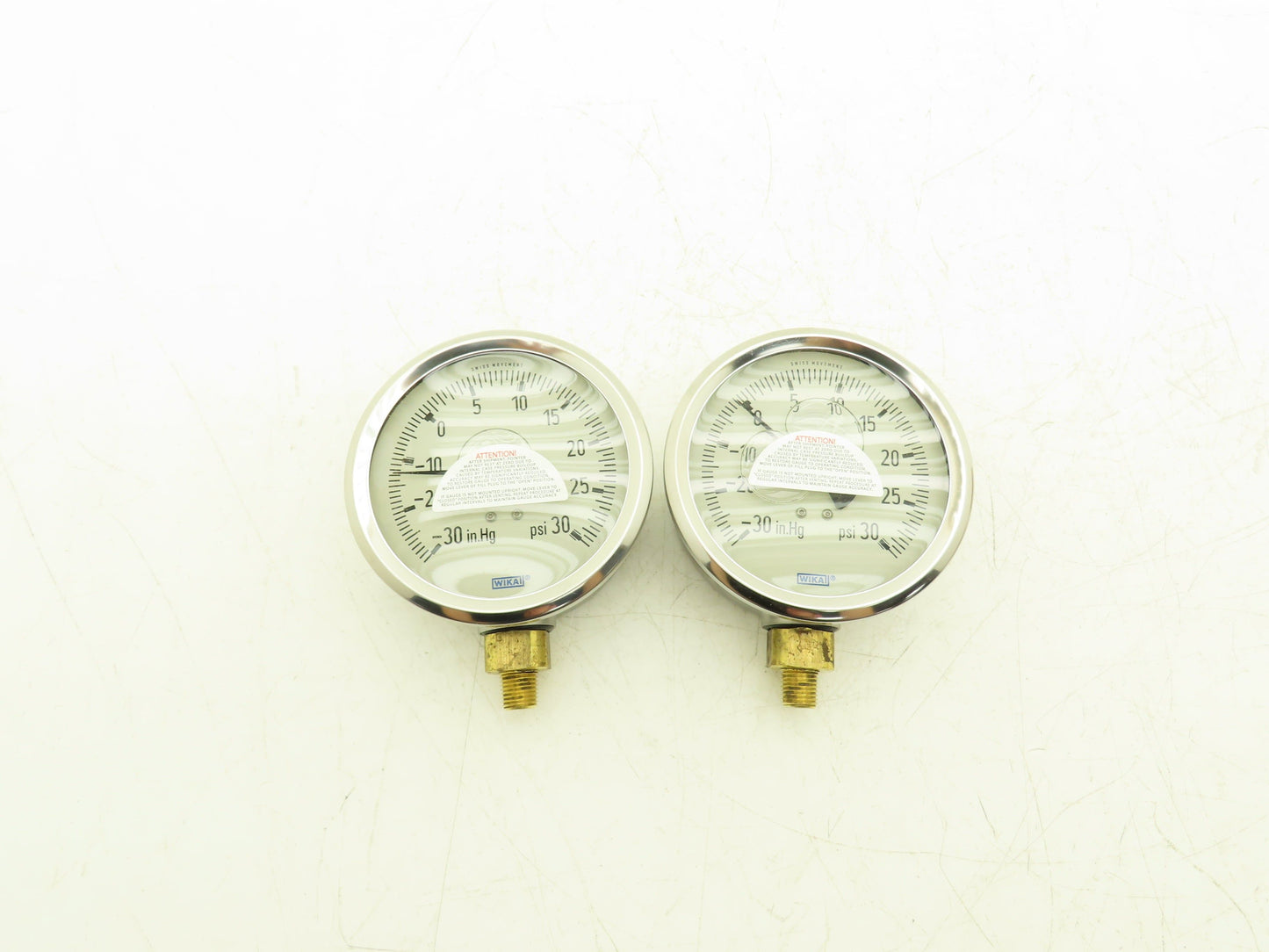 Wika 9699045 Pressure Gauge Liquid Filled -30INHG/30PSI 1/4"NPT Lot Of 2