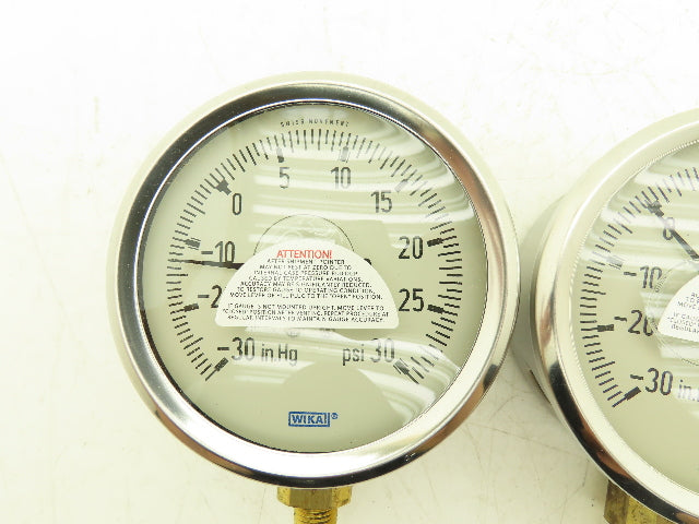 Wika 9699045 Pressure Gauge Liquid Filled -30INHG/30PSI 1/4"NPT Lot Of 2