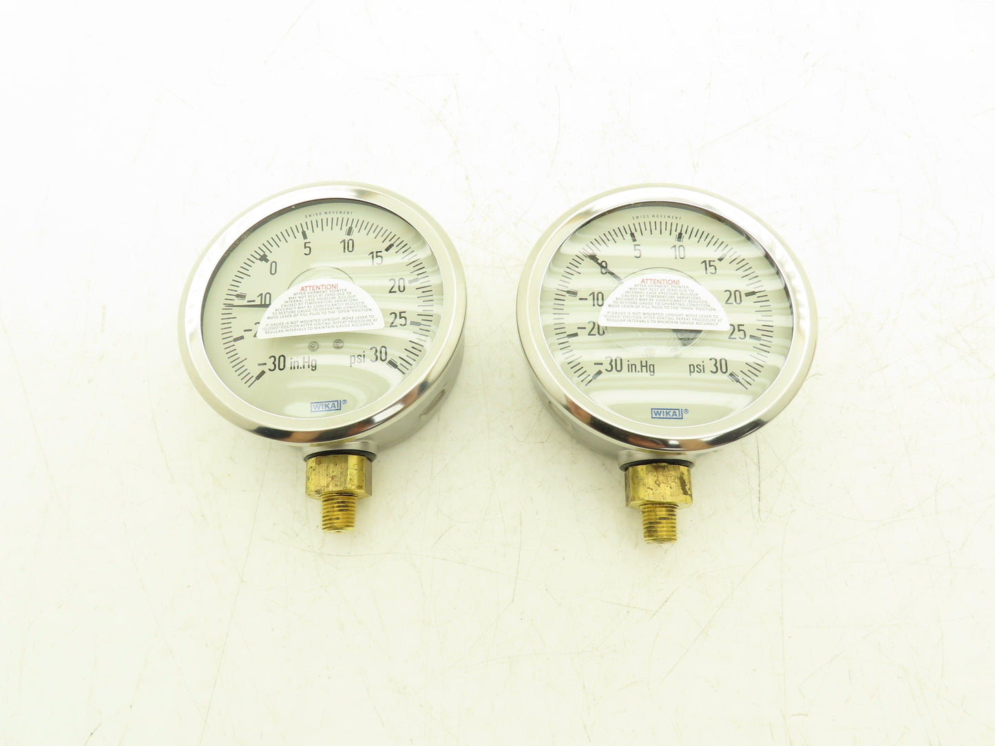 Wika 9699045 Pressure Gauge Liquid Filled -30INHG/30PSI 1/4"NPT Lot Of 2