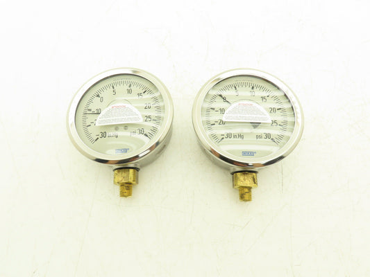 Wika 9699045 Pressure Gauge Liquid Filled -30INHG/30PSI 1/4"NPT Lot Of 2