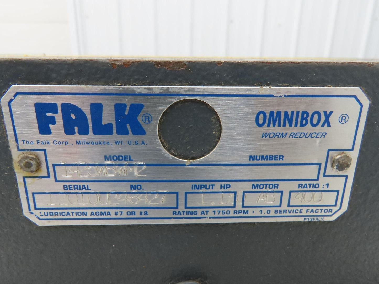 Falk 1425WBWM2 Omnibox Worm Gear Reducer 400:1 Double Reduction 4.3rpm 1Hp 140TC