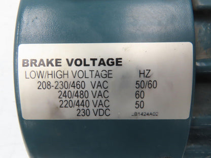 Baldor Reliance 75J034W044G1 Brake Motor 1Hp 1725 RPM 230/460VAC 3PH 143TC