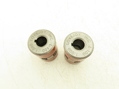 Lovejoy L100 Pump Motor Coupling 1" Bore to 1.25" Bore 1/4" Keyway Lot of 2