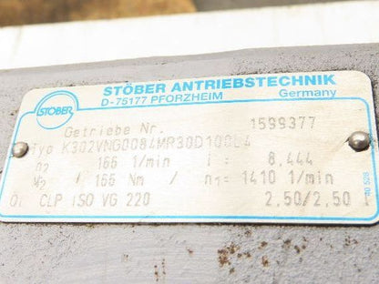 Stober B21R100LX4ST03 Brake Gear Motor 8.4 Reducer 208rpm 4Hp 480V 3PH K302 100L