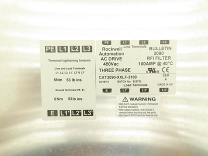 Rockwell Automation 2090-XXLF-3100 AC Drive RFI Filter 500V 3PH 100 AMP