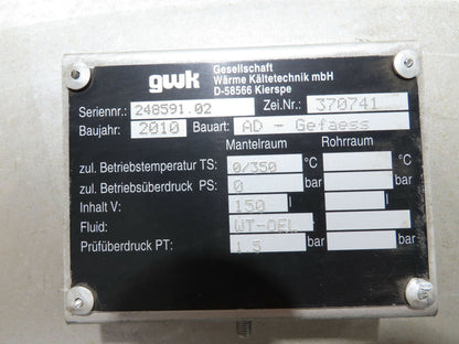 GWK Recirculating Water Cooled Chiller 40 Ton Cooling 25Hp 480V 2-Pump Unit