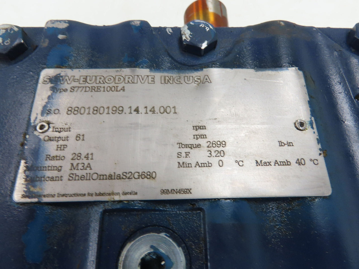 Sew Eurodrive S77 DRE100L4 Gearmotor 28.41 Reducer 61rpm 3Hp 230/460V LH Output