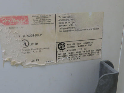 Hoffman A-423008LP Electrical Enclosure Control Panel Backplate 42x30x8" Fans