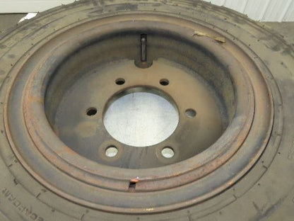 Deestone 28x8.15-15 Pneumatic Air Forklift Traction Tire 6-Lug Rim Guard Black