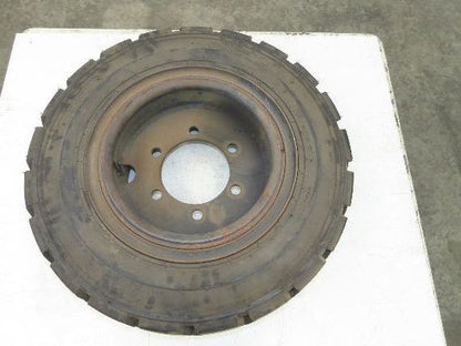 Deestone 28x8.15-15 Pneumatic Air Forklift Traction Tire 6-Lug Rim Guard Black