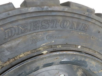 Deestone 28x8.15-15 Pneumatic Air Forklift Traction Tire 6-Lug Rim Guard Black