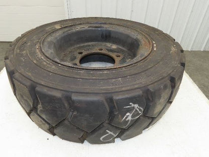 Deestone 28x8.15-15 Pneumatic Air Forklift Traction Tire 6-Lug Rim Guard Black