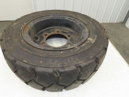 Deestone 28x8.15-15 Pneumatic Air Forklift Traction Tire 6-Lug Rim Guard Black