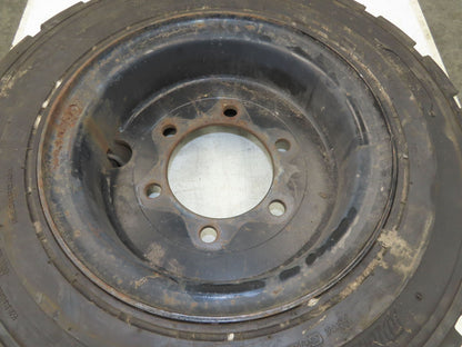 Deestone 28x8.15-15 Pneumatic Air Forklift Traction Tire 6-Lug Rim Guard Black