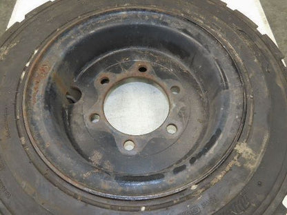 Deestone 28x8.15-15 Pneumatic Air Forklift Traction Tire 6-Lug Rim Guard Black