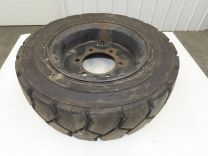 Deestone 28x8.15-15 Pneumatic Air Forklift Traction Tire 6-Lug Rim Guard Black