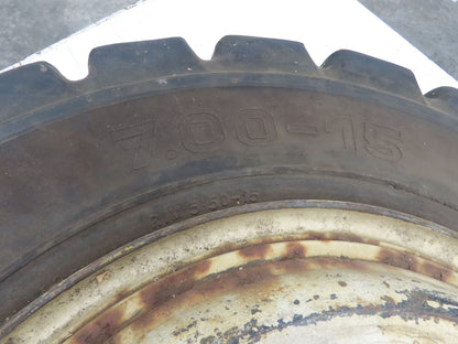 Bergougnan 28x7.00-15 Dual Forklift Tire Solid Traction Black 6-Lug Rim