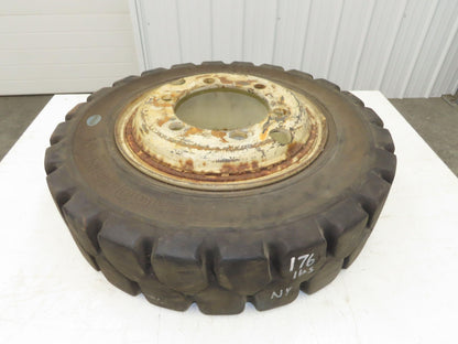 Bergougnan 28x7.00-15 Dual Forklift Tire Solid Traction Black 6-Lug Rim