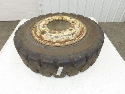 Bergougnan 28x7.00-15 Dual Forklift Tire Solid Traction Black 6-Lug Rim