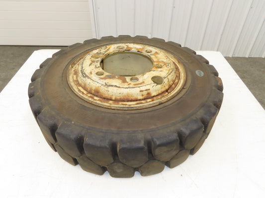 Bergougnan 28x7.00-15 Dual Forklift Tire Solid Traction Black 6-Lug Rim