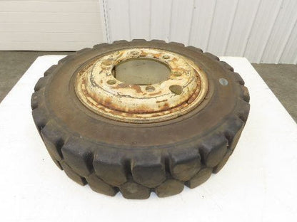 Bergougnan 28x7.00-15 Dual Forklift Tire Solid Traction Black 6-Lug Rim