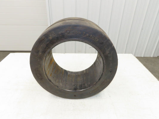Total Source 16x7x10-1/2 Press-On Forklift Tire Solid Cushion Smooth Black