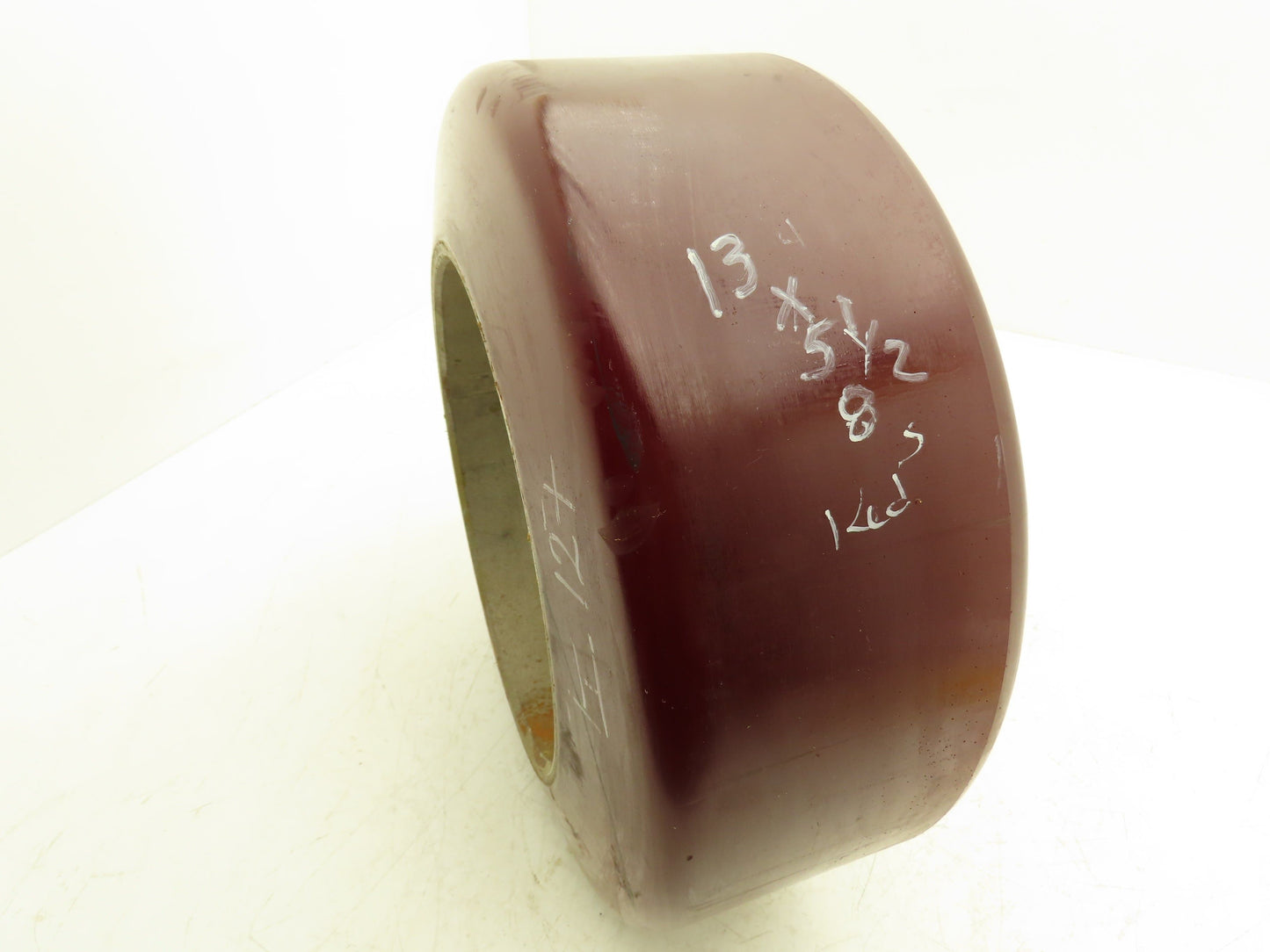 13"x 5-1/2"x 8" Press-On Forklift Tire Polyurethane Smooth Cushothane Red