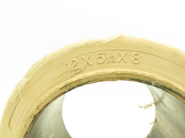 Mitco 12x5-1/2x8 Super Solid Press-On Forklift Tire Smooth Non-Marking White