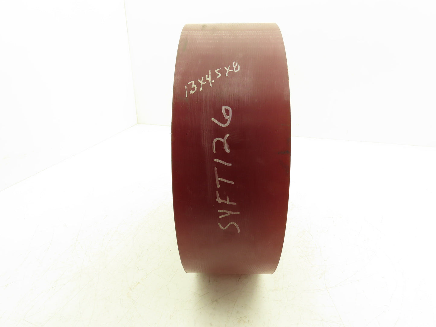 13"x 4-1/2"x 8" Press-On Forklift Tire Polyurethane Smooth Red Square Edge