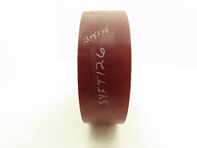 13"x 4-1/2"x 8" Press-On Forklift Tire Polyurethane Smooth Red Square Edge