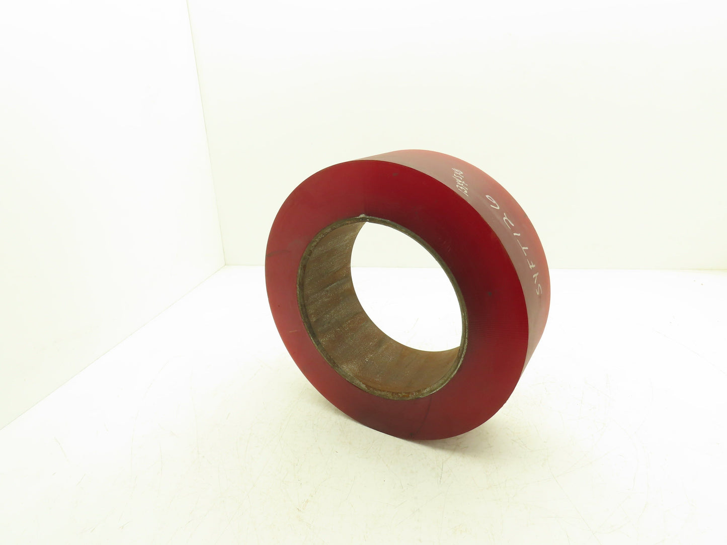 13"x 4-1/2"x 8" Press-On Forklift Tire Polyurethane Smooth Red Square Edge