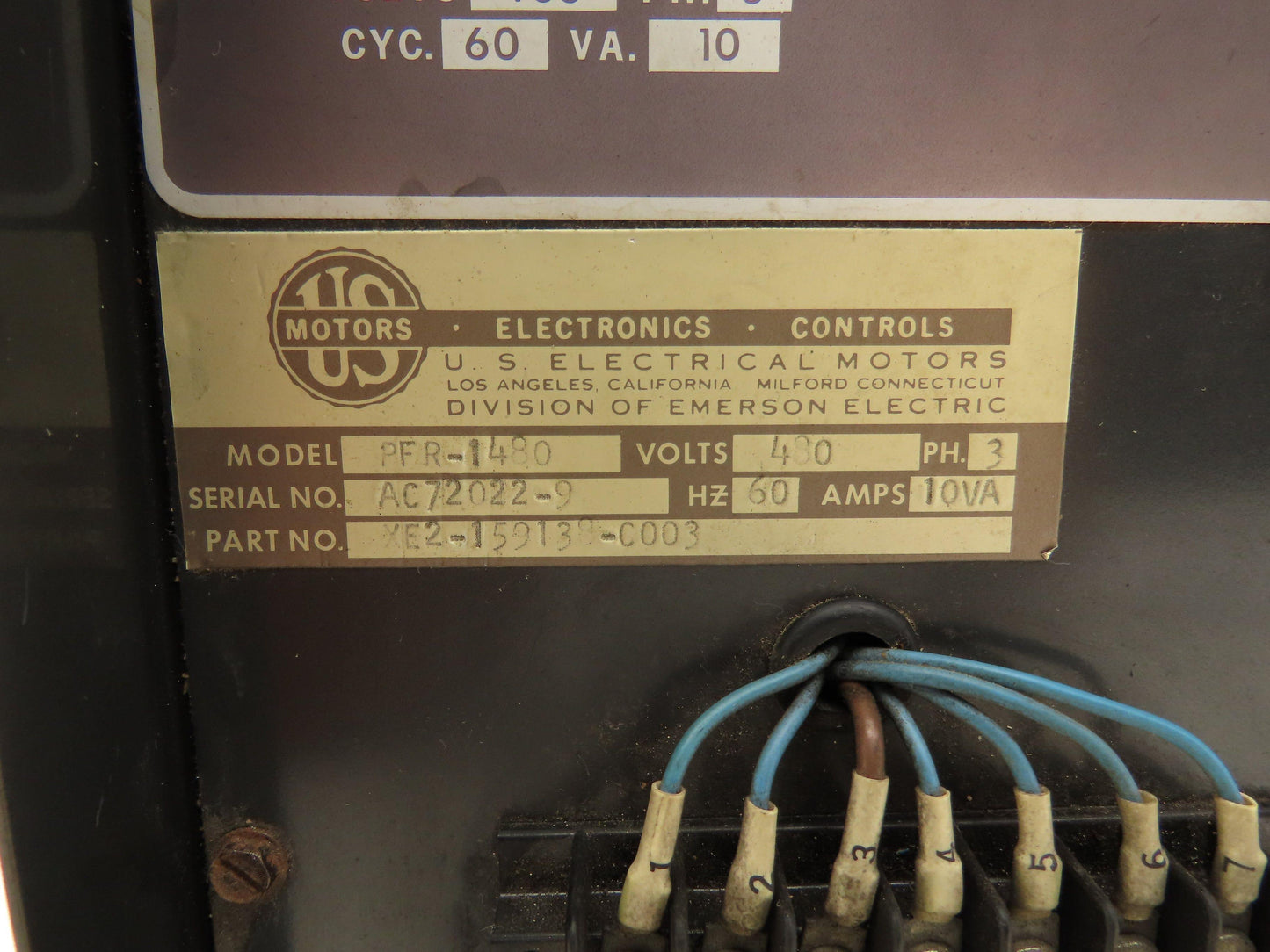 US Motors PFR-1480 Phase Guard 3 Phase Imbalance Protector 480v 10VA