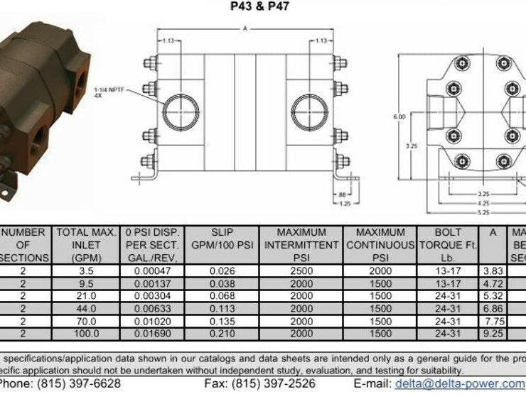 Delta Power P43 Flow Divider Rotary 2 Section Equal Flow 70gpm 1500psi 1.25"npt