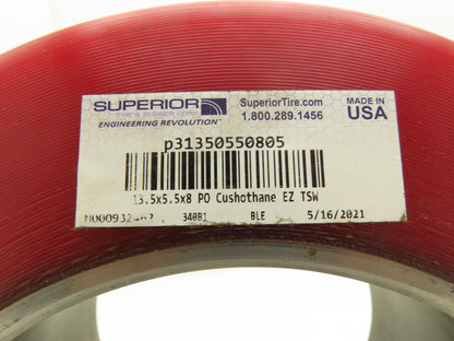 Superior 13.5x5.5x8 Press-On Forklift Tire Polyurethane Smooth Cushothane Red