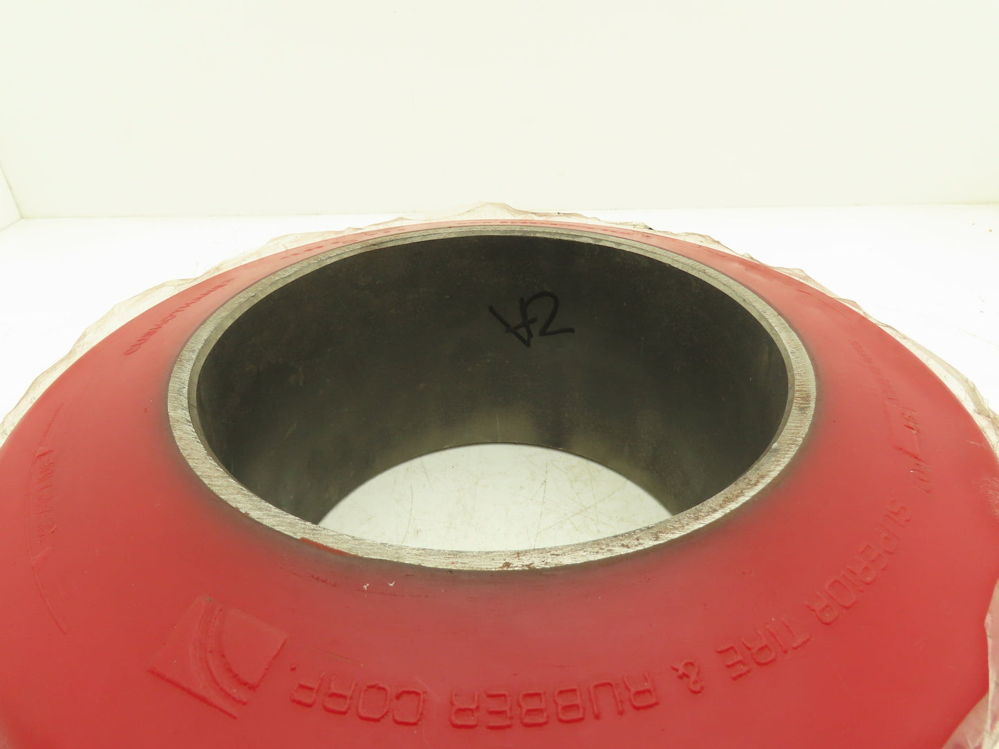 Superior 13.5x5.5x8 Press-On Forklift Tire Polyurethane Smooth Cushothane Red