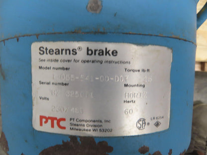 Link-Belt Inline Gearmotor 130:1 Reducer 13.5rpm 3Hp 460V 3PH Brake Motor 182TC