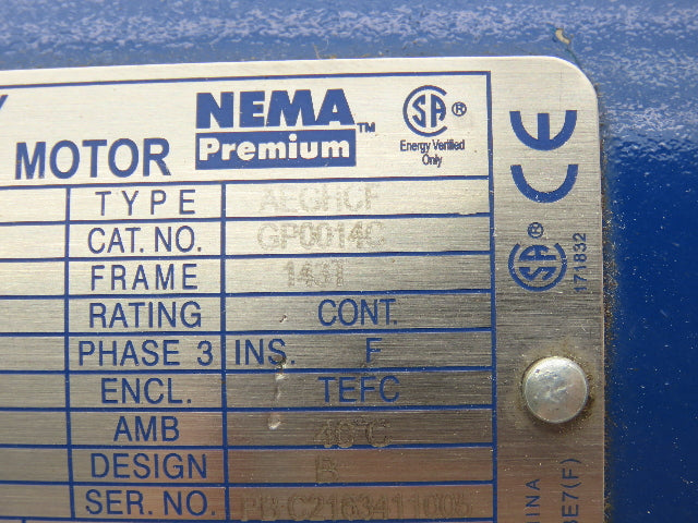 Westinghouse Stearns GP0014C Brake Motor 1Hp 1750RPM 230/460V 143T 105673107QF