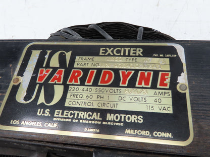 US Varidyne XR3-902410-D841 Exciter 22/440/550v 8/4/3amp 1Ph 1250 Frame 40vDC
