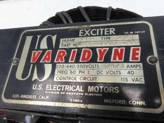 US Varidyne XR3-902411-D841 Exciter 22/440/550v 8/4/3amp 1Ph 1250 Frame 40vDC
