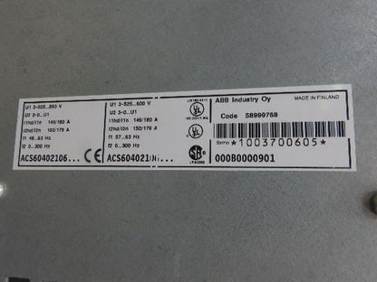 ABB ACS60402106 ACS 600 Variable AC Drive Inverter VFD 200Hp 525-600V 3PH