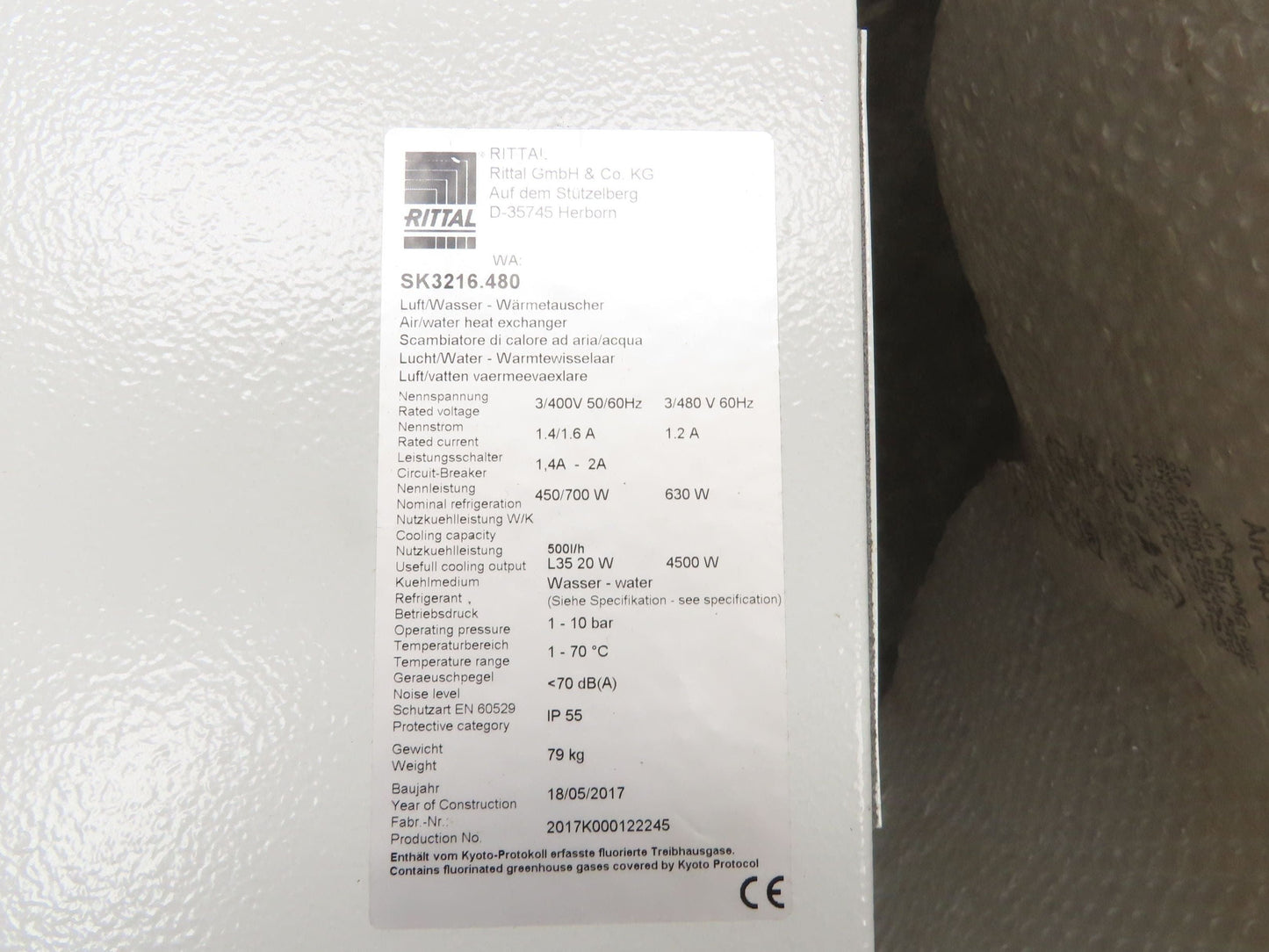 Rittal SK3216.480 Electrical Enclosure Air Water Heat Exchanger 7kw 480V