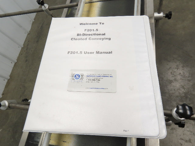 Superior F201.5 Inkjet Coding Conveyor 14"x54"L Variable Speed 115V Cleated Belt