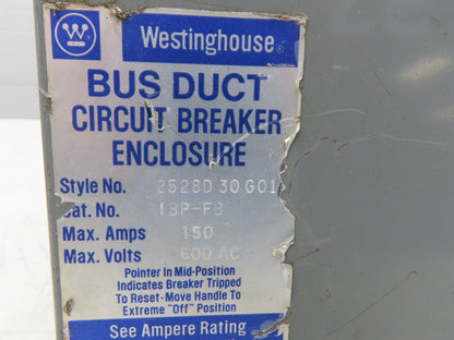 Westinghouse Busway Disconnect Switch Bus Plug 15A 600VAC 3PH 3W