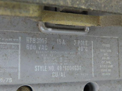 Westinghouse Busway Disconnect Switch Bus Plug 15A 600VAC 3PH 3W