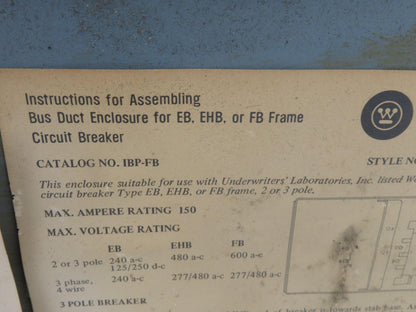 Westinghouse Busway Disconnect Switch Bus Plug 25A 600VAC 3PH 3W